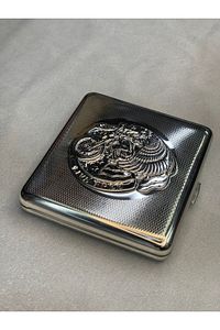 20135 Metal Sigara Tabakası Lüks Tasarım Şık Hediyelik Kare Tasarım Desenli Standart Kısa Tabla 90mm ürün fotoğrafı