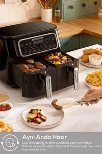 Air Pro Cook Duo Köz Xxxl 4+4 Litre Airfryer İconic Beige 8 Kişilik ürün fotoğrafı