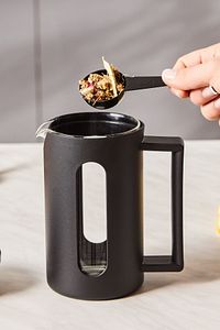 Cam Leya Kaşık Hediyeli Borosilikat Cam French Press 600 Ml 600 ml ve üzeri Siyah ürün fotoğrafı