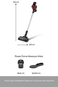 Vantuz Power Force Şarj Edilebilir Dik Süpürge Kırmızı ürün fotoğrafı
