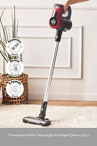 Vantuz Power Force Şarj Edilebilir Dik Süpürge Kırmızı ürün fotoğrafı