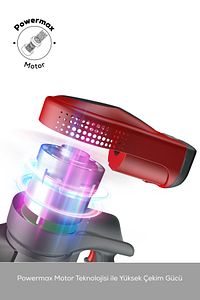 Vantuz Power Force Şarj Edilebilir Dik Süpürge Kırmızı ürün fotoğrafı