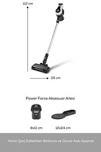 Vantuz Power Force Şarj Edilebilir Dik Süpürge Beyaz ürün fotoğrafı