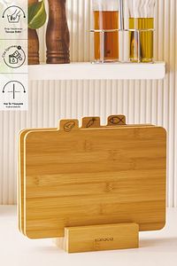 Triple 4 Parça Ayaklı Bambu Kesme Tahtası Seti 28 Cm ürün fotoğrafı