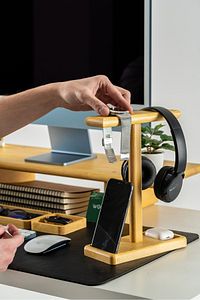 Kulaklık Standı Ahşap Kulaklık Tutucu Telefon Tutuculu Kulaklık Standı Kulaklık Için Stand ürün fotoğrafı