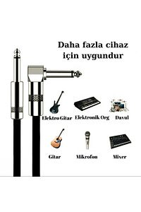 Gitar Jack Kablo Çelik Uç Düz/l 10ft-3m Elektro Akustik Bağlama Keman Amfi & Mixer Uyumlu Jak Kablo ürün fotoğrafı