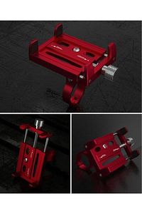 Kr01 Bisiklet Motorsiklet Gidon Telefon Tutucu Metal Vidali Kırmızı ürün fotoğrafı