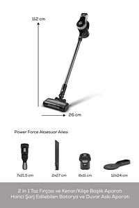 Vantuz Power Force Max 2 in 1 Şarj Edilebilir Dik Süpürge Silver ürün fotoğrafı