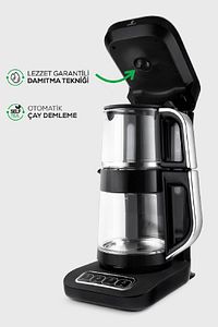 Robotea Pro 4 in 1 Konuşan Cam Çay Makinesi Black Chrome ürün fotoğrafı
