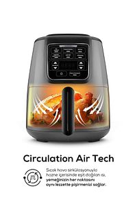 Air Pro Cook 3 In 1 Xl Ev Yemeği, Közleme, Sulu Yemek Tencereli Airfryer Fritöz Space Gray 4 Kişilik ürün fotoğrafı