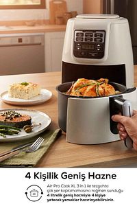 Air Pro Cook 3 In 1 Xl Ev Yemeği, Közleme, Sulu Yemek Tencereli Airfryer Fritöz Space Gray 4 Kişilik ürün fotoğrafı
