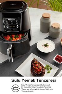 Air Pro Cook 3 In 1 Xl Ev Yemeği, Közleme, Sulu Yemek Tencereli Airfryer Fritöz Space Gray 4 Kişilik ürün fotoğrafı