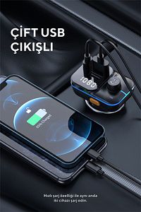 Sl-bt501 25w Pd Hızlı Şarj Bluetooth 5.0 Rainbow Işıklı Led Ekran Tf Kart+usb Fm Transmitter ürün fotoğrafı