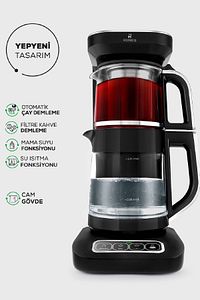 Robotea Pro 4 in 1 Konuşan Cam Çay Makinesi Black Chrome ürün fotoğrafı