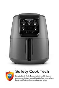 Air Pro Cook 3 In 1 Xl Ev Yemeği, Közleme, Sulu Yemek Tencereli Airfryer Fritöz Space Gray 4 Kişilik ürün fotoğrafı
