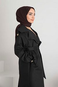 Kol Kemerli Trençkot Siyah ürün fotoğrafı