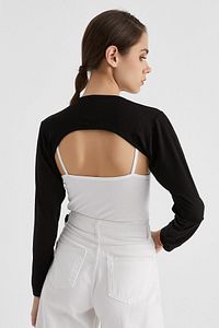 Sıfır Yaka Boyunluklu Kolluk-siyah Uzun Kollu Boyunluk Tesettür Kolluk Boyunluk Sıfır Yaka Bodysuit ürün fotoğrafı