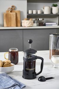 Coffee Bean Kaşık Hediyeli Borosilikat Cam French Press 350 ml Siyah ürün fotoğrafı