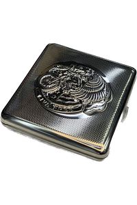 20135 Metal Sigara Tabakası Lüks Tasarım Şık Hediyelik Kare Tasarım Desenli Standart Kısa Tabla 90mm ürün fotoğrafı