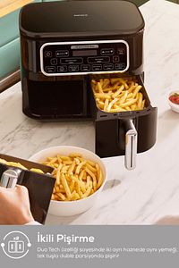 Air Pro Cook Duo Köz Xxxl 4+4 Litre Airfryer İconic Beige 8 Kişilik ürün fotoğrafı
