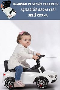 Sesli Kapısı Açılabilen Sürmeli İlk Arabam 64 cm - Mercedes Super Car Sürmeli Araba ürün fotoğrafı