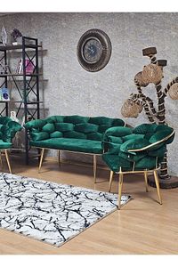Gold Kaplama - Yeşil Döşeme | Balon Çay Seti | Balkon Koltuk | Berjer | Balkon Çay Seti ürün fotoğrafı