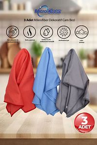 Missclean (3 ADET) Cam Ve Ayna Bezi Mikrofiber Genel Temizlik Bezi Kurulama Gerektirmez 40*60 Cm ürün fotoğrafı