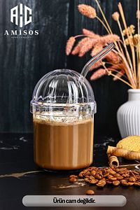MONİCA 4'LÜ CAM PİPETLİ KRİSTAL BARDAK 400ML  SOĞUK KAHVE BARDAĞI LİMONATA BARDAĞI MEŞRUBAT BARDAĞI ürün fotoğrafı