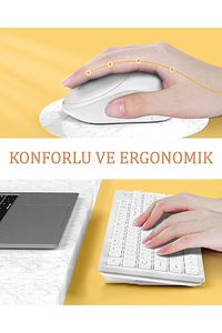 Kablosuz Klavye Mouse Seti Türkçe Q Klavye Sessiz Usb’li Klavye Fare Set Beyaz ürün fotoğrafı