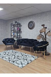 Gold Kaplama - Siyah Döşeme | Balon Çay Seti | Balkon Koltuk | Berjer | Balkon Çay Seti ürün fotoğrafı