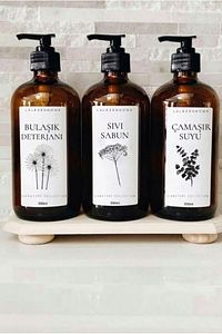 Sıvı Sabun Bulaşık Deterjanı Çamaşır Suyu Etiketli Plastik Amber Şişe 500ml ürün fotoğrafı