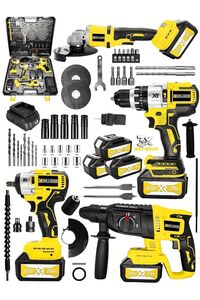 Alman 999 Vf 20 Ah 4 Lü set Akülü Şarjlı Kırıcı Delici Taşlama Vidalama Somun Sökme Set ürün fotoğrafı