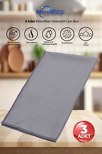 Missclean (3 ADET) Cam Ve Ayna Bezi Mikrofiber Genel Temizlik Bezi Kurulama Gerektirmez 40*60 Cm ürün fotoğrafı