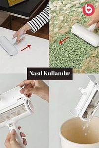 Kedi Köpek Tüy Toplayıcı Hazneli 2 Yönlü Kazak Kıyafet Elbise Halı Yatak Kıl Toz Tüy Gırgırı ürün fotoğrafı