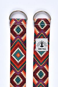 Yoga Mat Taşıma Askısı Kırmızı Etnik Desenli Yoga Kemeri ürün fotoğrafı