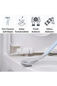 Golf Tasarımlı Silikon Banyo Tuvalet Klozet Temizleme Fırçası Ve Tutucu Set ürün fotoğrafı