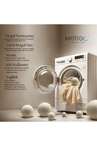 Metsgo ( 3 Adet ) Yün Kurutma Topu - Doğal Yumuşatıcı - Kırışık Giderici - Kurutma Makinesi Için ürün fotoğrafı