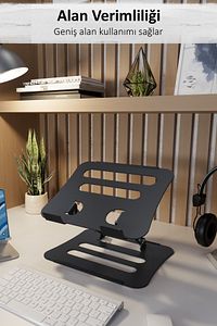Katlanabilir Telefon Tutuculu Tüm Modellerle Uyumlu Ayarlanabilir Notebook Laptop Standı Yükseltici ürün fotoğrafı