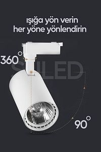 Spot Işık 3'lü Set Beyaz Led Işıklı Beyaz Kasa 30w 1 Metre Raylı 3 Adet Ray Spot Lamba Armatür ürün fotoğrafı