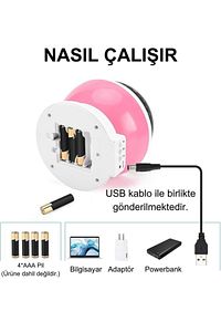 Ay ve Yıldızlı Gökyüzü Yansıtmalı Dönen Projeksiyon Gece Lambası- Çocuk Bebek Odası Pembe ürün fotoğrafı