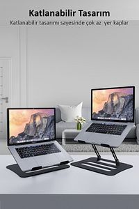 Katlanabilir Telefon Tutuculu Tüm Modellerle Uyumlu Ayarlanabilir Notebook Laptop Standı Yükseltici ürün fotoğrafı