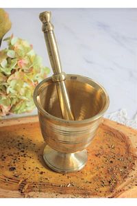 Sarı Pirinç Havan Sarımsak Dövücü 1 No (±%10) 1000gr ürün fotoğrafı
