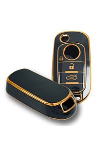 Lüx Fiat Egea Sustalı 3 Buton Nano Anahtar Kılıfı Siyah Gold 1.Ci Kalite ürün fotoğrafı