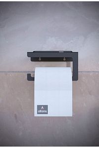 Metal Modern Telefon, Aksesuar Raflı Tuvalet Wc Kağıtlık Peçete Askısı Siyah ürün fotoğrafı