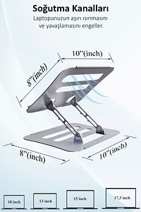 Katlanabilir Telefon Tutuculu Tüm Modellerle Uyumlu Ayarlanabilir Laptop Standı Notebook Yükseltici ürün fotoğrafı