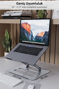 Katlanabilir Telefon Tutuculu Tüm Modellerle Uyumlu Ayarlanabilir Laptop Standı Notebook Yükseltici ürün fotoğrafı