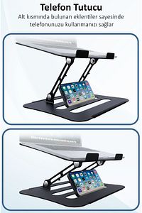 Katlanabilir Telefon Tutuculu Tüm Modellerle Uyumlu Ayarlanabilir Notebook Laptop Standı Yükseltici ürün fotoğrafı