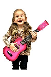 Çocuk Gitarı Pembe 60cm Ahşap 6 Telli Penalı ürün fotoğrafı