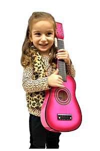 Çocuk Gitarı Pembe 60cm Ahşap 6 Telli Penalı ürün fotoğrafı