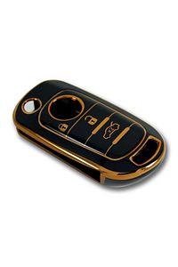 Lüx Fiat Egea Sustalı 3 Buton Nano Anahtar Kılıfı Siyah Gold 1.Ci Kalite ürün fotoğrafı